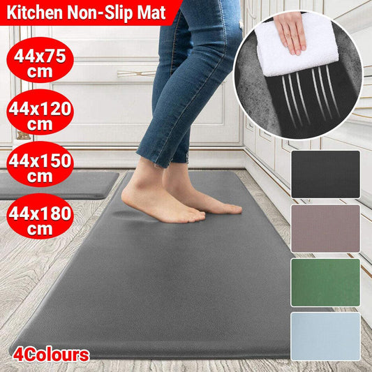 44x180cm Non-Slip Waterproof Kitchen Door Mat Floor Rug Carpet Anti-Oil Easy Clean - Green - Mekamart Australia