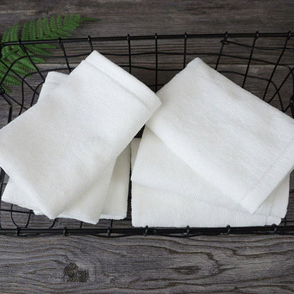 6PCS Hotel Cotton Face Towel White Soft Square Cloth Beauty Salon KTV Thick Wash - 35x35cm-Patternless-70g - Mekamart Australia