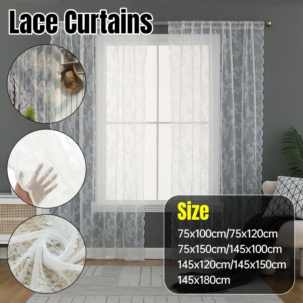Elegant Lace Curtain Bedroom Window Door Screen Privacy Window Decor - 145*120cm - Mekamart Australia