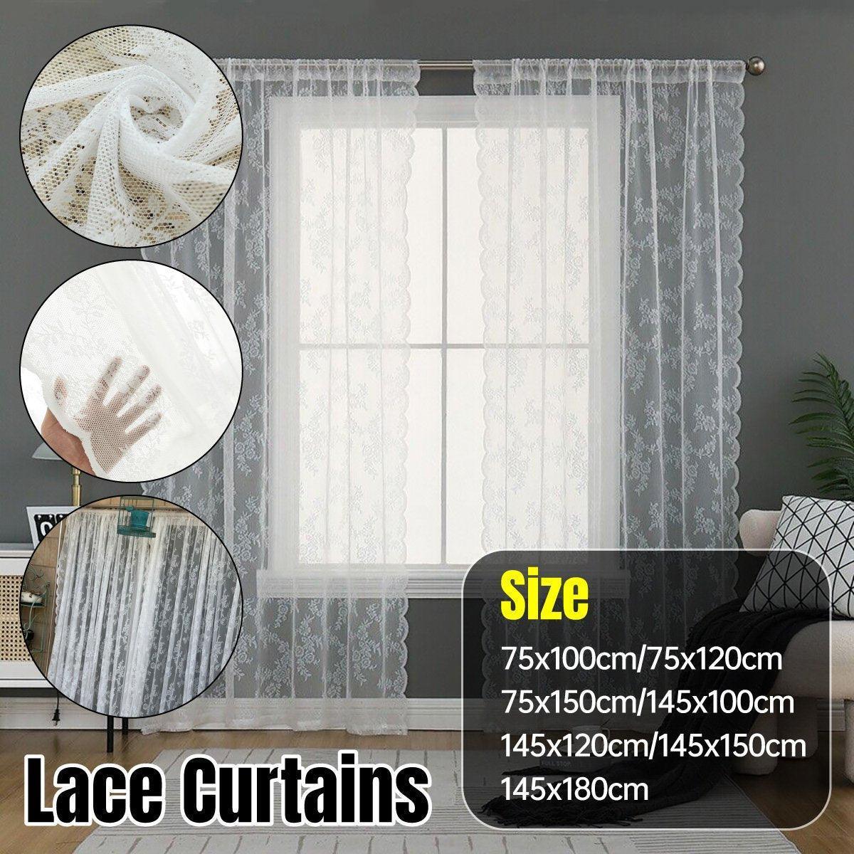 Elegant Lace Curtain Bedroom Window Door Screen Privacy Window Decor - 145*150cm - Mekamart Australia