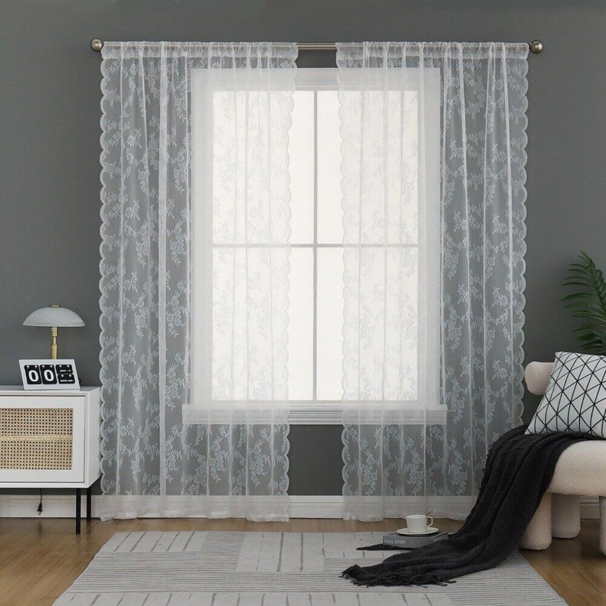 Elegant Lace Curtain Bedroom Window Door Screen Privacy Window Decor - 75*150cm - Mekamart Australia