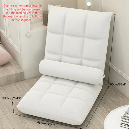 Floor Lounge Sofa Bed Chair with Lumbar Pillow Folding Adjustable Cushion - Cyan - Mekamart Australia