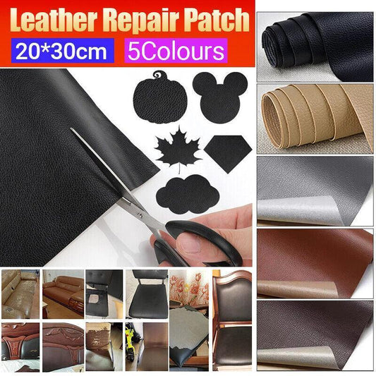 2X Self Adhesive Leather Repair Patches Kit for Sofa Couch Auto Interior Use - Khaki - Mekamart Australia