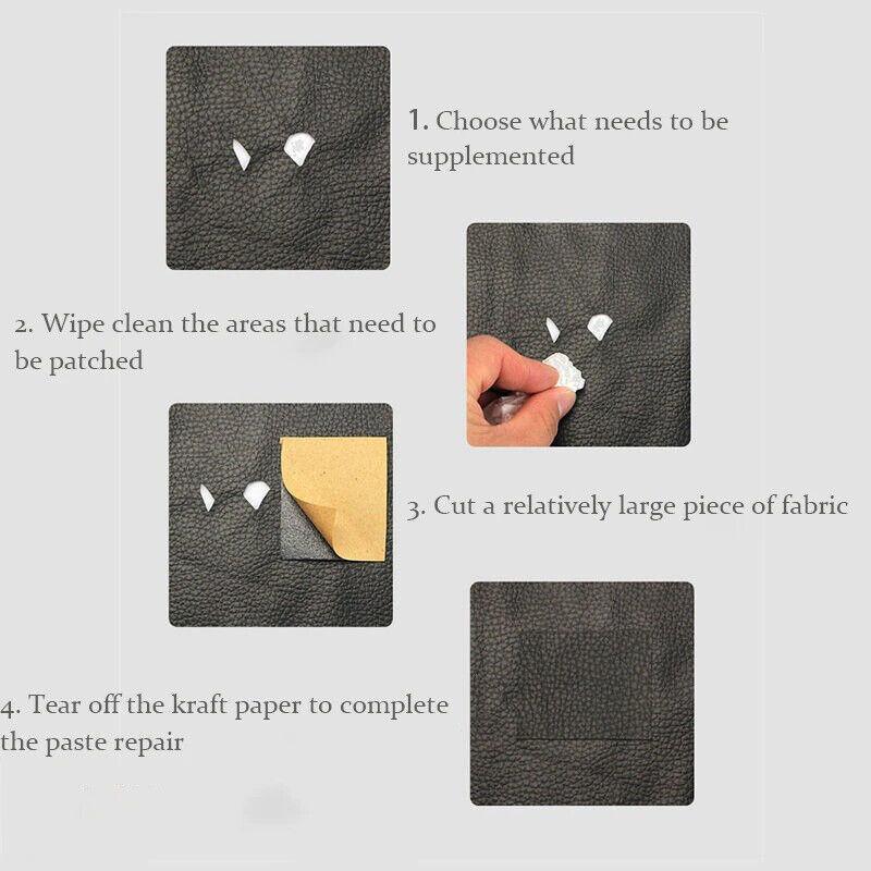 2X Self Adhesive Leather Repair Patches Kit for Sofa Couch Auto Interior Use - Khaki - Mekamart Australia