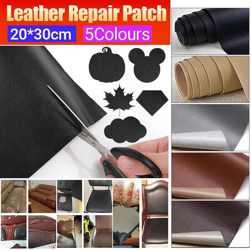 2X Self Adhesive Leather Repair Patches Kit for Sofa Couch Auto Interior Use - Red Brown - Mekamart Australia