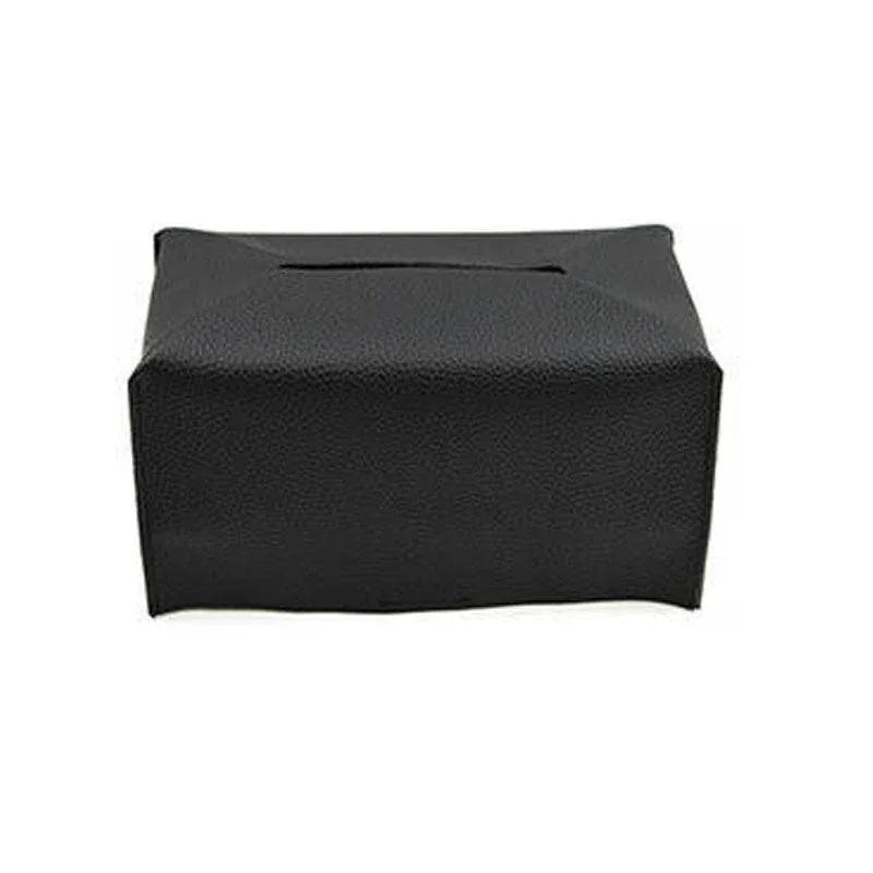 Large Size Tissue Box Dispenser Paper Holder Napkin Case Pu Leather Cover - Black - Mekamart Australia