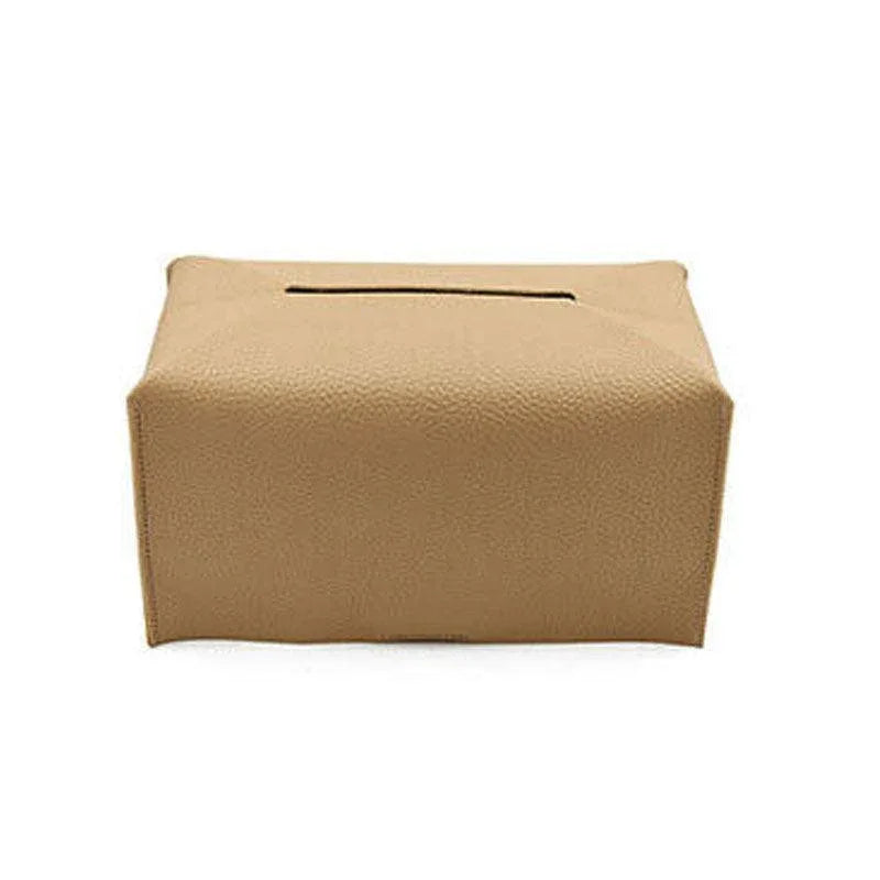 Large Size Tissue Box Dispenser Paper Holder Napkin Case Pu Leather Cover - Black - Mekamart Australia