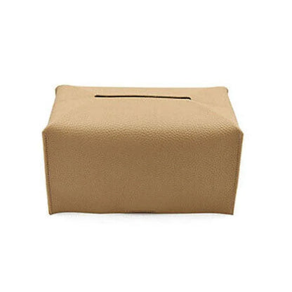Large Size Tissue Box Dispenser Paper Holder Napkin Case Pu Leather Cover - Black - Mekamart Australia