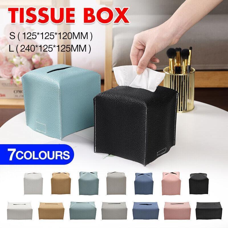 Large Size Tissue Box Dispenser Paper Holder Napkin Case Pu Leather Cover - Green - Mekamart Australia