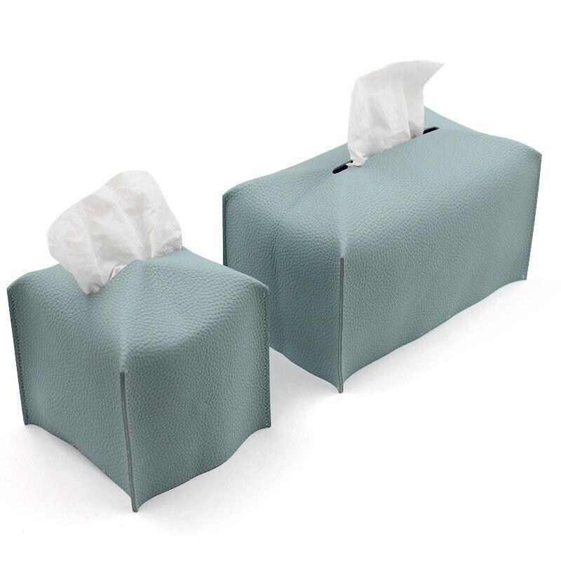 Large Size Tissue Box Dispenser Paper Holder Napkin Case Pu Leather Cover - Green - Mekamart Australia