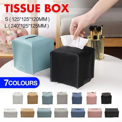 Large Size Tissue Box Dispenser Paper Holder Napkin Case Pu Leather Cover - Yellow - Mekamart Australia