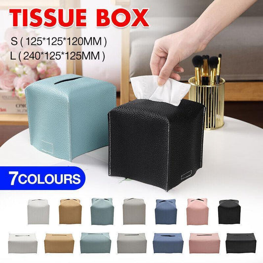 Large Size Tissue Box Dispenser Paper Holder Napkin Case Pu Leather Cover - Yellow - Mekamart Australia