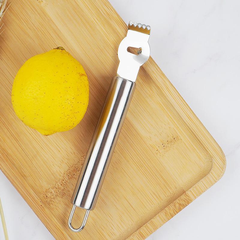 Lemon Zester Grater Knife Tool Stainless Steel with Channel Garnish Citrus Lime - Black - Mekamart Australia