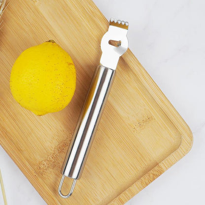 Lemon Zester Grater Knife Tool Stainless Steel with Channel Garnish Citrus Lime - Black - Mekamart Australia