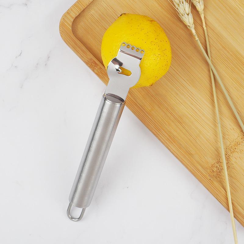 Lemon Zester Grater Knife Tool Stainless Steel with Channel Garnish Citrus Lime - Black - Mekamart Australia