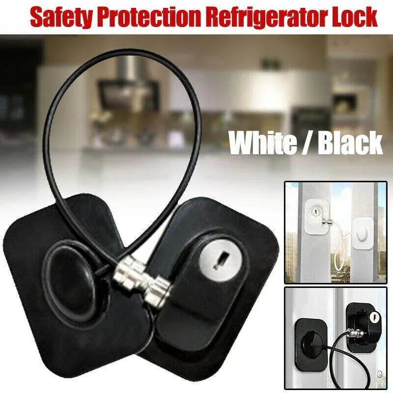 Refrigerator Lock with Keys for Fridge Cabinet Window Door and Drawer Latch Use - Black - Mekamart Australia