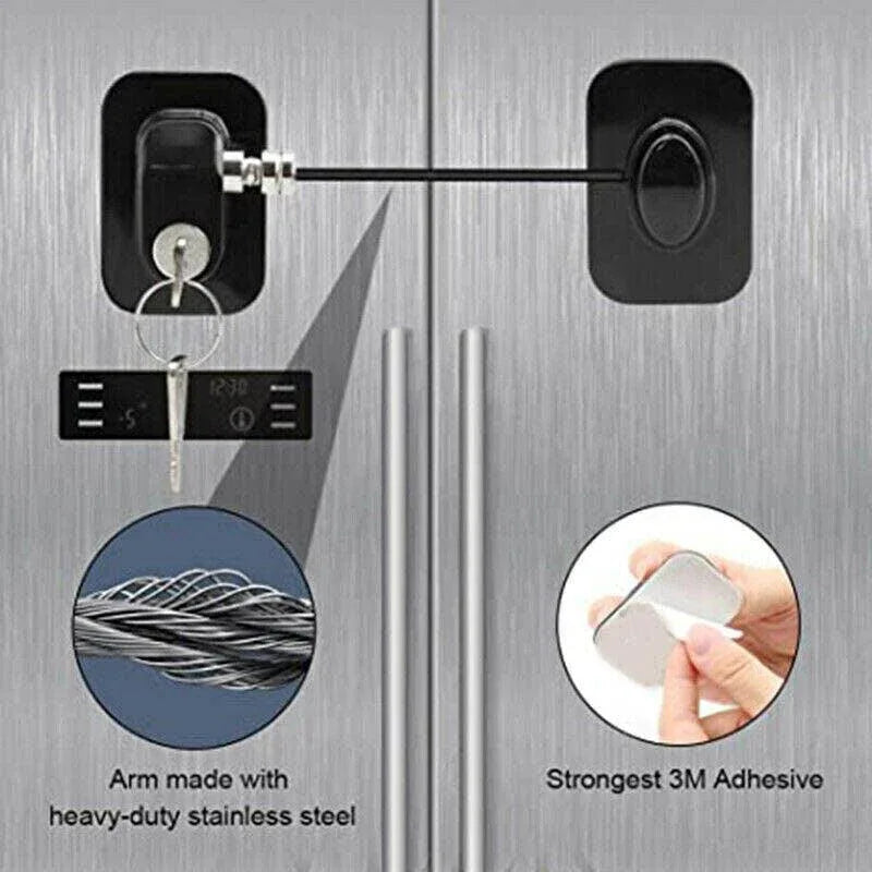 Refrigerator Lock with Keys for Fridge Cabinet Window Door and Drawer Latch Use - Black - Mekamart Australia