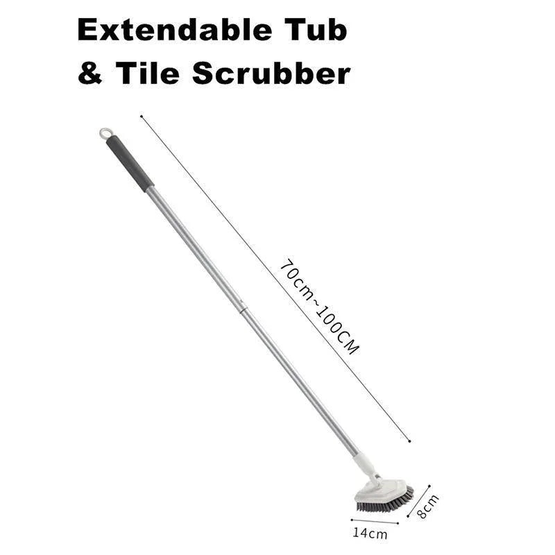 Long Handled Shower Scrub Brush with Extendable Pole for Bathroom Tiles - Mekamart Australia