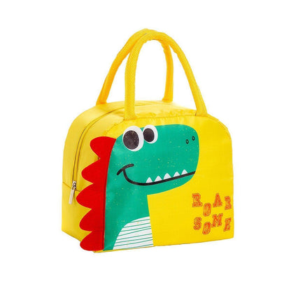 3D Bento Lunch Bag Cartoon Handbag Insulated Food Box Bag for Students LunchTote - Yellow Dinosaur - Mekamart Australia