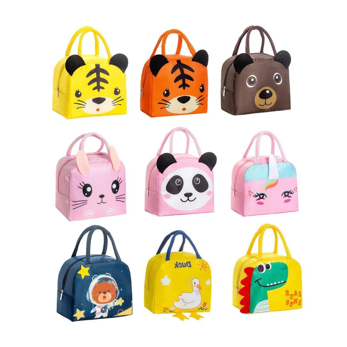 3D Bento Lunch Bag Cartoon Handbag Insulated Food Box Bag for Students LunchTote - Yellow Duck - Mekamart Australia