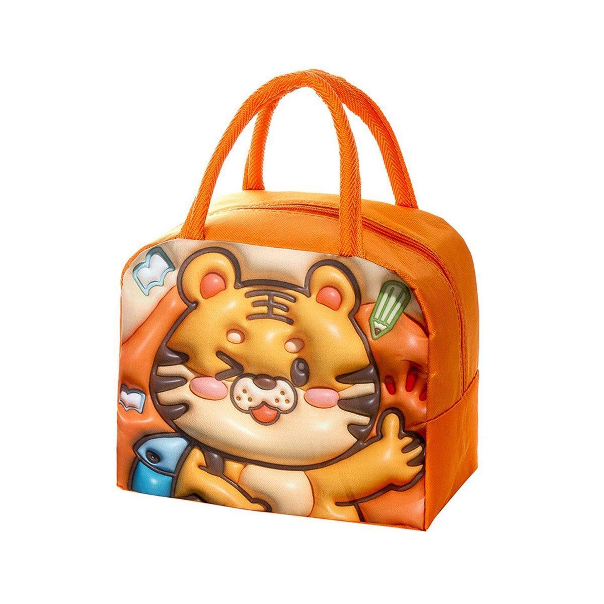 Cute 3D Cartoon Insulated Lunch Bag Oxford Fabric Bento Tote for School Use - Rose Kitten - Mekamart Australia