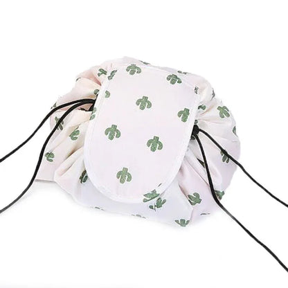 Portable Travel Makeup Bag Drawstring Cosmetic Pouch Lazy Storage Organiser Case - Orange Flower - Mekamart Australia