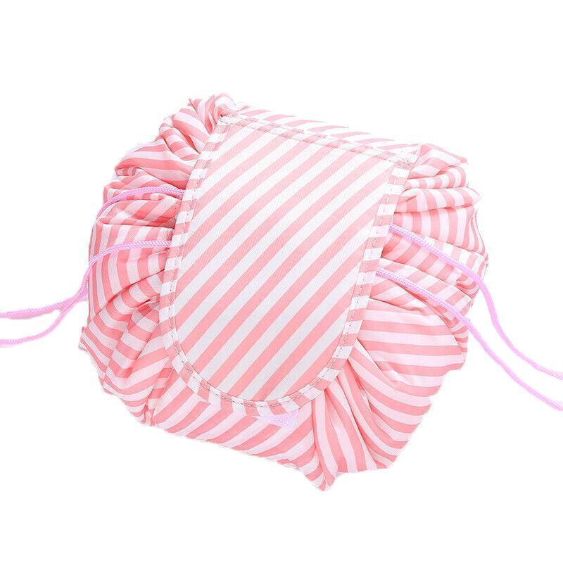 Portable Travel Makeup Bag Drawstring Cosmetic Pouch Lazy Storage Organiser Case - Orange Flower - Mekamart Australia