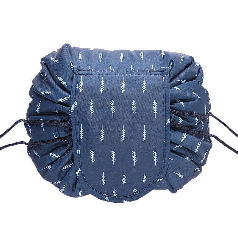 Portable Travel Makeup Bag Drawstring Cosmetic Pouch Lazy Storage Organiser Case - Orange Flower - Mekamart Australia