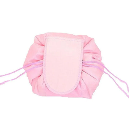 Portable Travel Makeup Bag Drawstring Cosmetic Pouch Lazy Storage Organiser Case - Orange Flower - Mekamart Australia