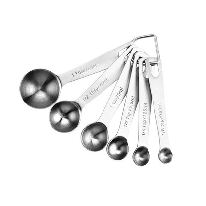 6PCS Measuring Cups Spoons 304 Stainless Steel Baking Tools With Scale Set - Mekamart Australia