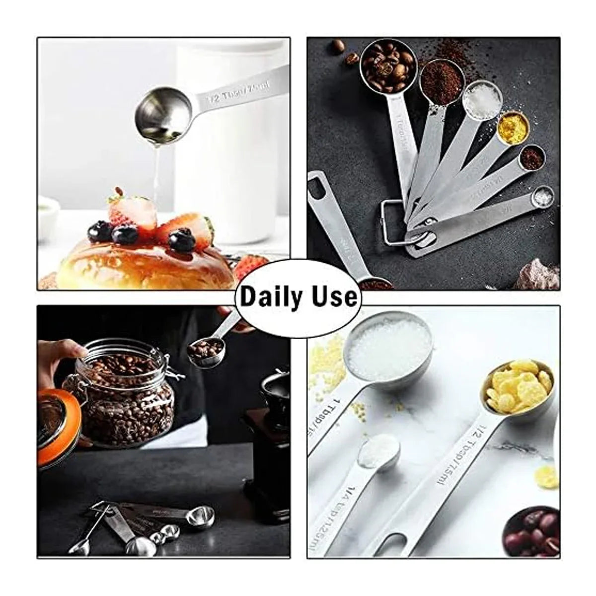 6PCS Measuring Cups Spoons 304 Stainless Steel Baking Tools With Scale Set - Mekamart Australia