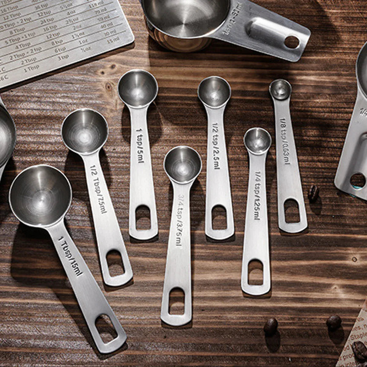 6PCS Measuring Cups Spoons 304 Stainless Steel Baking Tools With Scale Set - Mekamart Australia