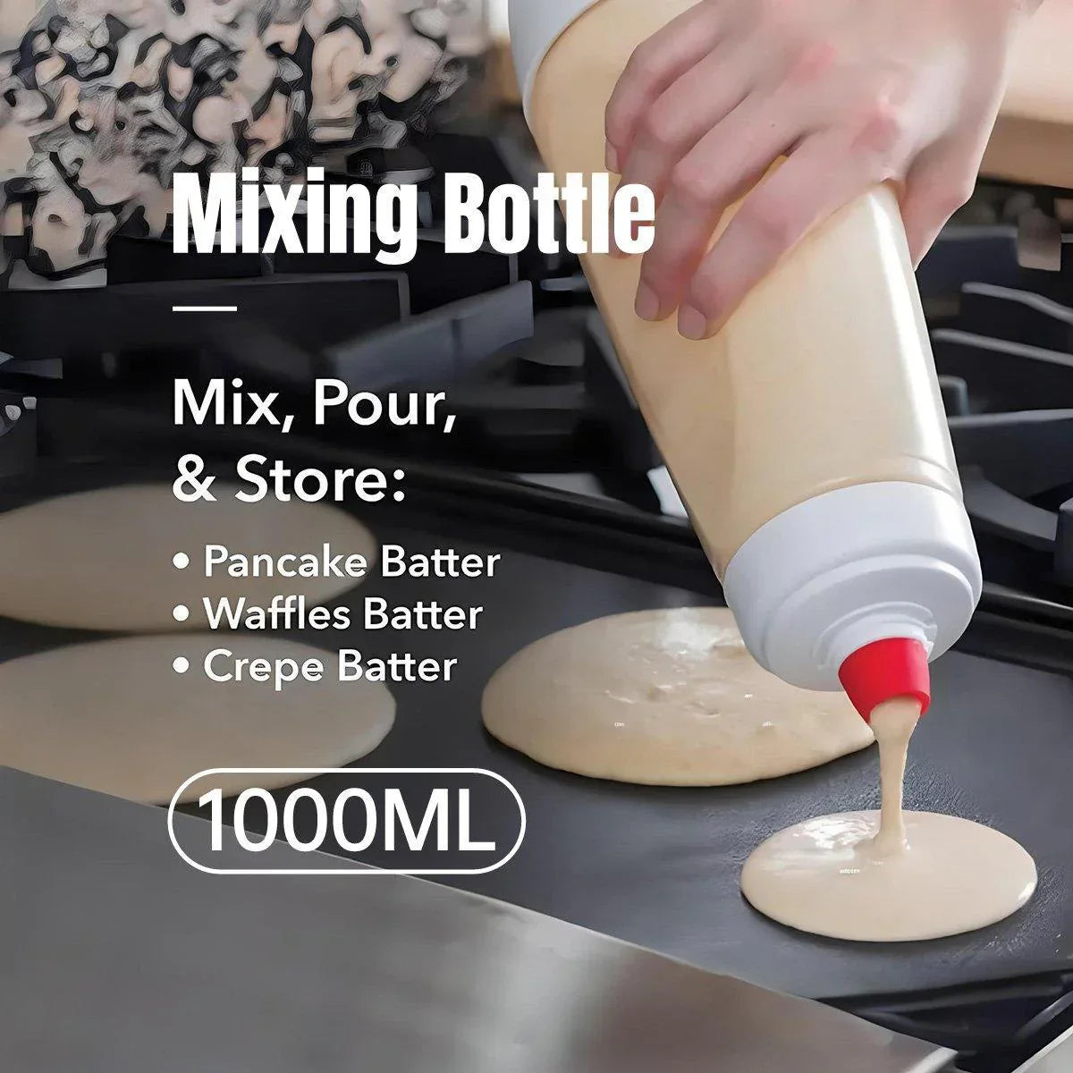 1000ml Hand Crank Batter Dispenser Mixing Jug with Scale for Muffins Pancakes - Mekamart Australia
