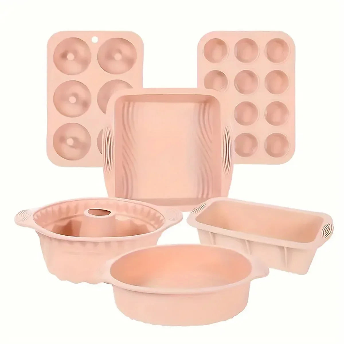 6PCS Silicone Cake Mould Set Baking Pans Nonstick Cupcake Cookie Tools Reusable - Green - Mekamart Australia
