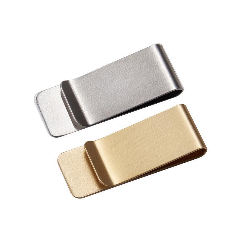 Clip Note Business Card Holder Stainless Steel Mens Wallet Metal - Gold - Mekamart Australia