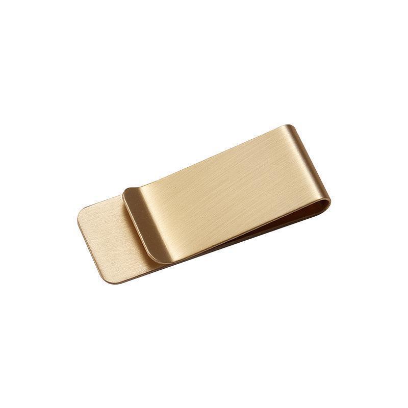 Clip Note Business Card Holder Stainless Steel Mens Wallet Metal - Gold - Mekamart Australia