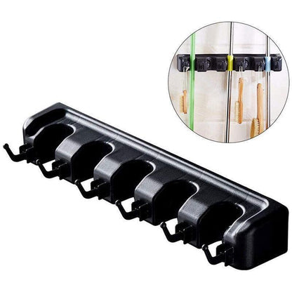 Broom Hanger Mop Holder Wall Mounted Brush Storage Rack Organizer Kitchen Tool - Grey - Mekamart Australia