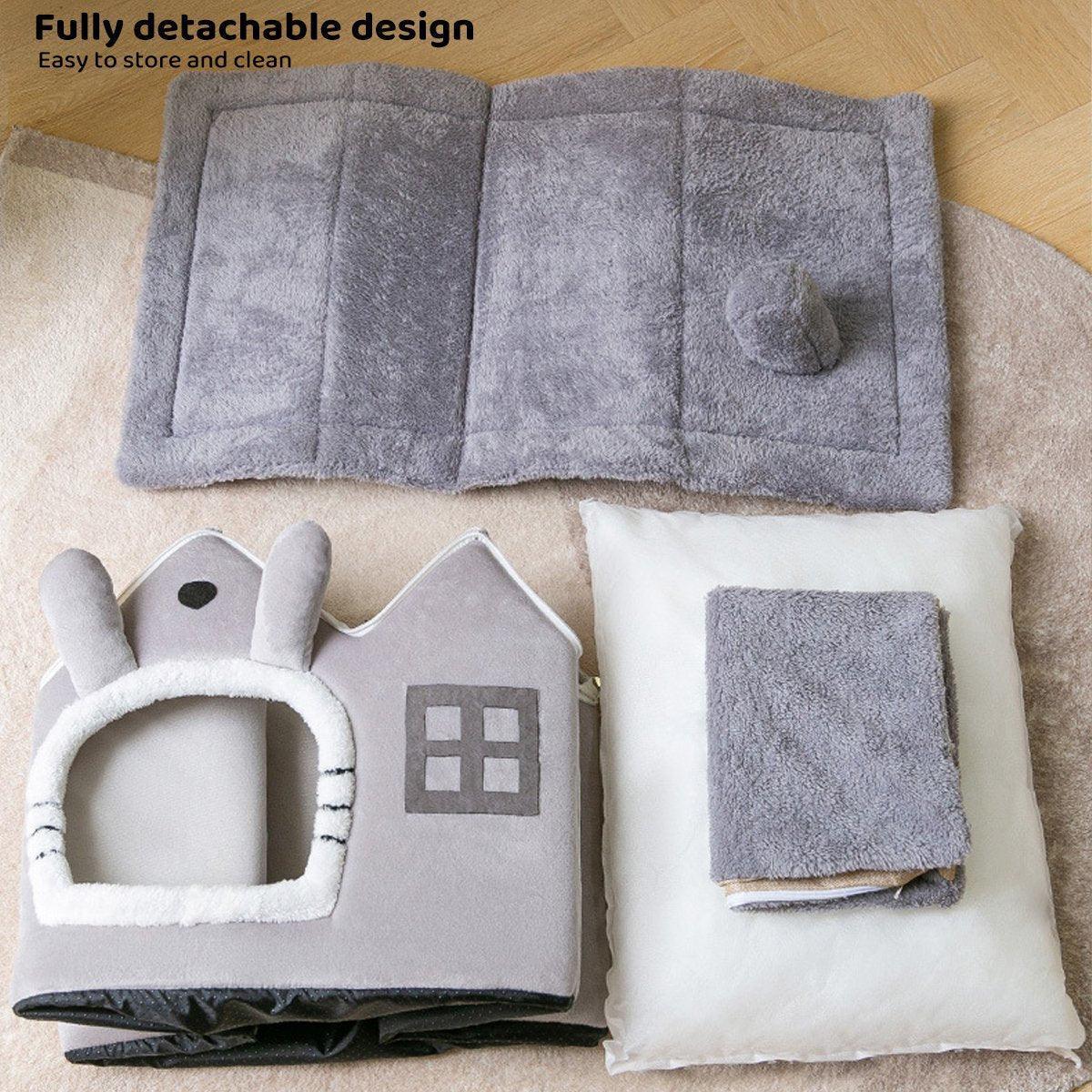 Removable Washable Pet House Four Seasons Cat Enclosed House - Grey-L - Mekamart Australia
