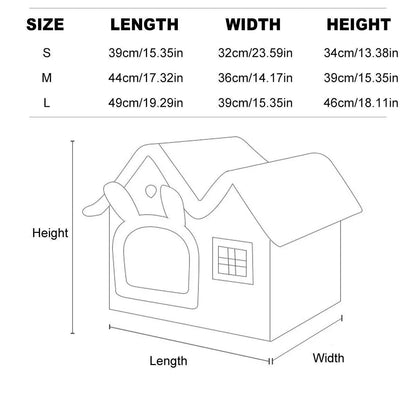 Removable Washable Pet House Four Seasons Cat Enclosed House - Grey-S - Mekamart Australia