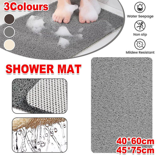 Anti Slip Bathroom Mat Non Slip Shower Floor Mat Quick Dry Soft Comfortable Rug - Grey-40x60cm - Mekamart Australia