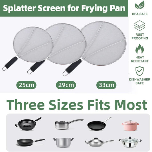 Stainless Steel Mesh Cover Anti Scald Filter Screen Anti Splash Lid For Kitchen - 29cm - Mekamart Australia