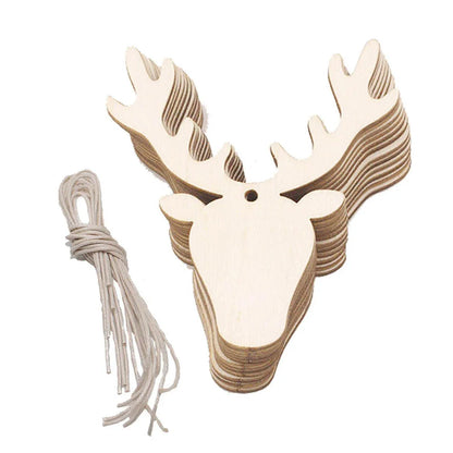 Wooden Christmas Hanging Ornament for Tree DIY Craft Decoration 10pcs - Deer02 - Mekamart Australia