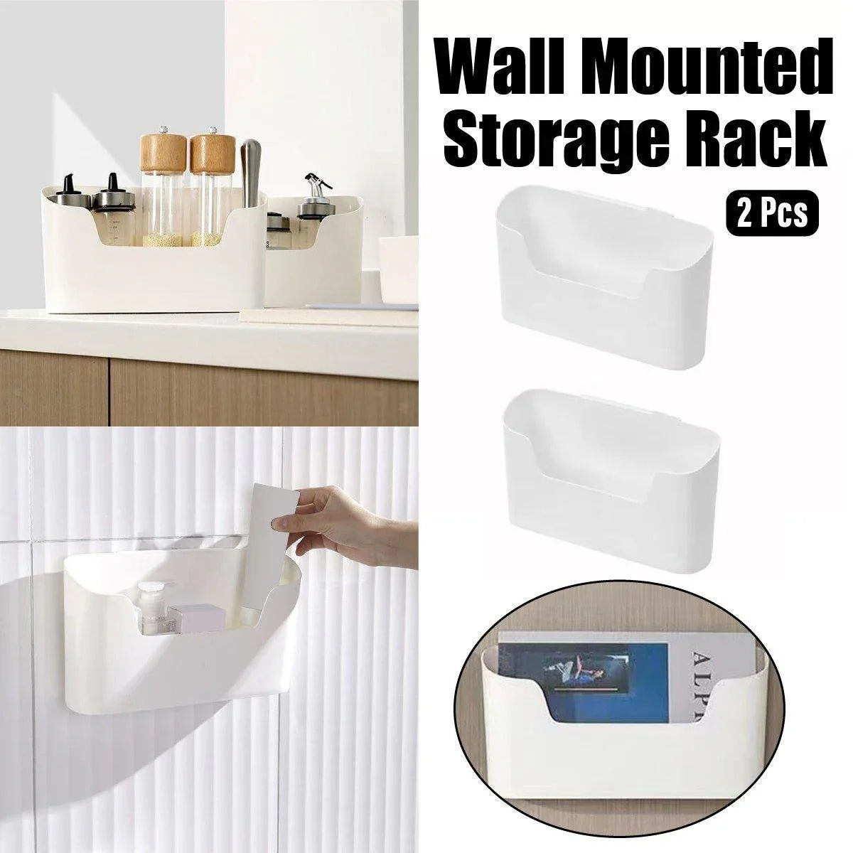 2PCS Wall Mounted Storage Rack Kitchen Bathroom Cabinet Door Sundries Holder - Mekamart Australia