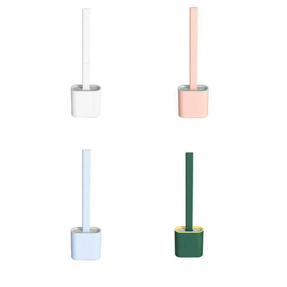 TPR Toilet Brush Set Silicone-Like Head with Holder Wall Mounted Detachable Handle - Black * 1 Unit - Mekamart Australia