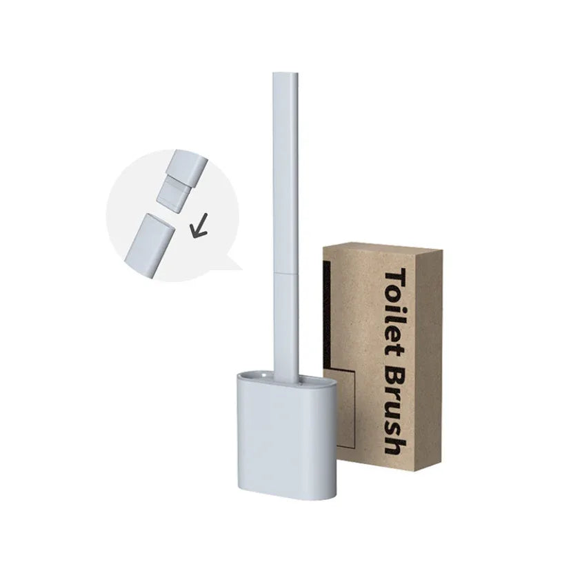 TPR Toilet Brush Set Silicone-Like Head with Holder Wall Mounted Detachable Handle - Black * 1 Unit - Mekamart Australia