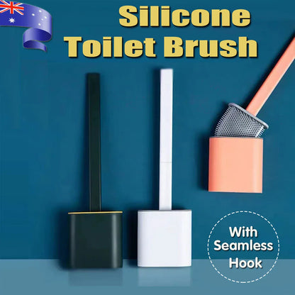 TPR Toilet Brush Set Silicone-Like Head with Holder Wall Mounted Detachable Handle - Grey * 1 Unit - Mekamart Australia