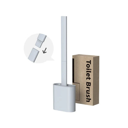 TPR Toilet Brush Set Silicone-Like Head with Holder Wall Mounted Detachable Handle - Grey * 1 Unit - Mekamart Australia
