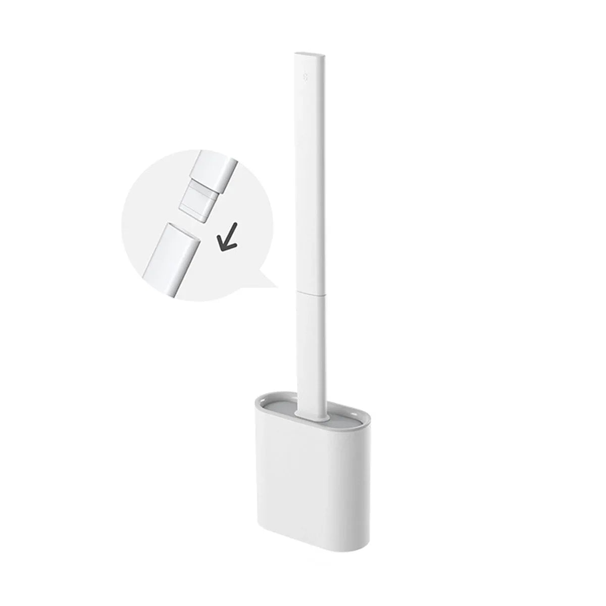 TPR Toilet Brush Set Silicone-Like Head with Holder Wall Mounted Detachable Handle - Grey * 1 Unit - Mekamart Australia