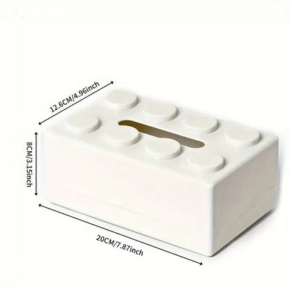 Tissue Box Cover Creative Building Block Cute Napkin Dispenser Holder Home Decor - Yellow - Mekamart Australia