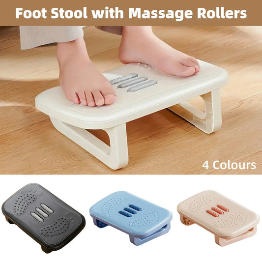 Ergonomic Office Footrest Adjustable Under Desk Stool Anti Fatigue Foot Support - White - Mekamart Australia